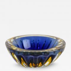  Murano Glass Sommerso Mid Century Murano Glass Bowl Dark Blue Amber Italy ca 1960 - 4384589