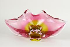  Murano Glass Sommerso Mid Century Murano Glass Bowl Pink Yellow Italy ca 1960 - 3671682