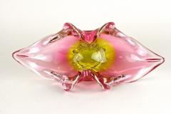  Murano Glass Sommerso Mid Century Murano Glass Bowl Pink Yellow Italy ca 1960 - 3671684