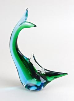  Murano Glass Sommerso Mid Century Murano Glass Fish In Blue Green Tones Glass Art Italy ca 1970 - 3363540