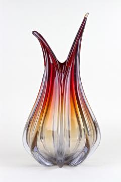  Murano Glass Sommerso Mid Century Murano Glass Vase in Red Orange Blue Tones Italy circa 1960 70 - 3343107