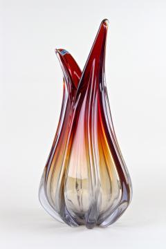  Murano Glass Sommerso Mid Century Murano Glass Vase in Red Orange Blue Tones Italy circa 1960 70 - 3343109