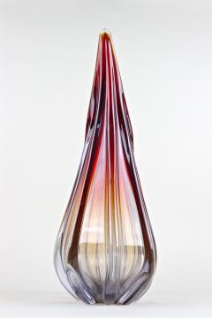  Murano Glass Sommerso Mid Century Murano Glass Vase in Red Orange Blue Tones Italy circa 1960 70 - 3343110