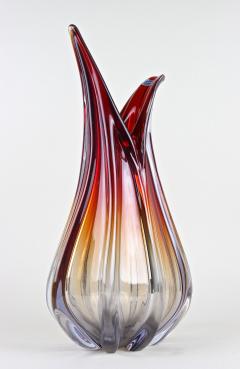  Murano Glass Sommerso Mid Century Murano Glass Vase in Red Orange Blue Tones Italy circa 1960 70 - 3343111