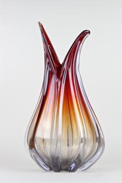  Murano Glass Sommerso Mid Century Murano Glass Vase in Red Orange Blue Tones Italy circa 1960 70 - 3343114