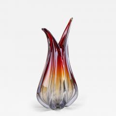  Murano Glass Sommerso Mid Century Murano Glass Vase in Red Orange Blue Tones Italy circa 1960 70 - 3344743