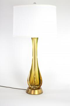  Murano Glass Sommerso Mid Century Sommerso Murano Glass Amber Green Table Lamp 1960s - 2764827