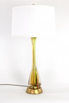  Murano Glass Sommerso Mid Century Sommerso Murano Glass Amber Green Table Lamp 1960s - 2764828