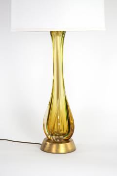  Murano Glass Sommerso Mid Century Sommerso Murano Glass Amber Green Table Lamp 1960s - 2764829