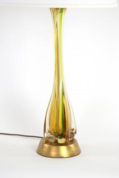  Murano Glass Sommerso Mid Century Sommerso Murano Glass Amber Green Table Lamp 1960s - 2764831