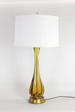  Murano Glass Sommerso Mid Century Sommerso Murano Glass Amber Green Table Lamp 1960s - 2764833