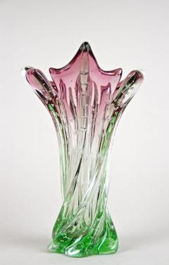  Murano Glass Sommerso Mid Century Sommerso Murano Glass Vase Pink Green Italy circa 1960 70 - 3468144