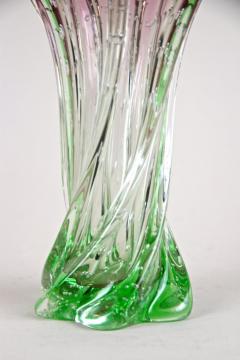  Murano Glass Sommerso Mid Century Sommerso Murano Glass Vase Pink Green Italy circa 1960 70 - 3468145