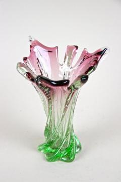  Murano Glass Sommerso Mid Century Sommerso Murano Glass Vase Pink Green Italy circa 1960 70 - 3468148
