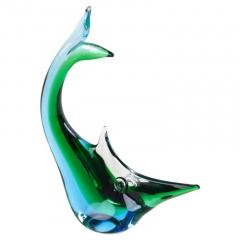  Murano Glass Sommerso Murano Glass Fish Sculpture Blue Green Tones Mid Century Italy ca 1970 - 4587781