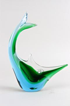  Murano Glass Sommerso Murano Glass Fish Sculpture Blue Green Tones Mid Century Italy ca 1970 - 4587783