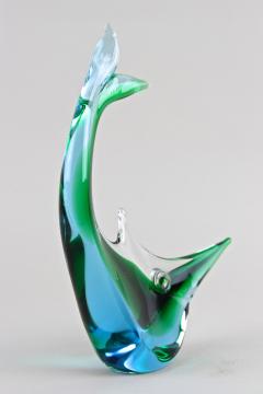  Murano Glass Sommerso Murano Glass Fish Sculpture Blue Green Tones Mid Century Italy ca 1970 - 4587784