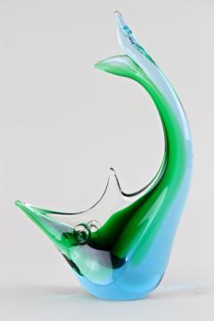  Murano Glass Sommerso Murano Glass Fish Sculpture Blue Green Tones Mid Century Italy ca 1970 - 4587786