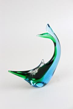  Murano Glass Sommerso Murano Glass Fish Sculpture Blue Green Tones Mid Century Italy ca 1970 - 4587789