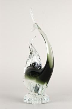  Murano Glass Sommerso Murano Glass Fish Sculpture Olive Green Clear Glass Italy circa 1970 - 3653538
