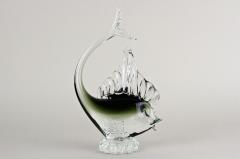  Murano Glass Sommerso Murano Glass Fish Sculpture Olive Green Clear Glass Italy circa 1970 - 3653541