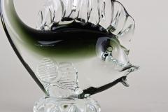  Murano Glass Sommerso Murano Glass Fish Sculpture Olive Green Clear Glass Italy circa 1970 - 3653542