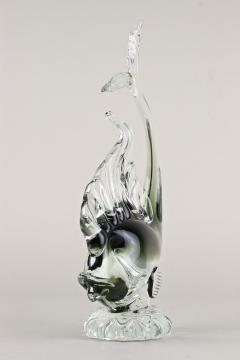  Murano Glass Sommerso Murano Glass Fish Sculpture Olive Green Clear Glass Italy circa 1970 - 3653544