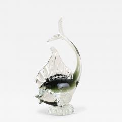  Murano Glass Sommerso Murano Glass Fish Sculpture Olive Green Clear Glass Italy circa 1970 - 3658530
