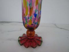  Murano Glass Sommerso Pair of Multicolored Murano Goblets Glasses with Fazzoletto Base - 2736796