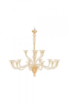  Murano Glass Sommerso Seguso 18 Arm Italian Venetian Murano Sommerso Gold Glass Chandelier - 4272752