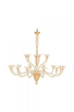  Murano Glass Sommerso Seguso 18 Arm Italian Venetian Murano Sommerso Gold Glass Chandelier - 4272753
