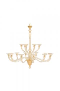  Murano Glass Sommerso Seguso 18 Arm Italian Venetian Murano Sommerso Gold Glass Chandelier - 4272754