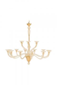  Murano Glass Sommerso Seguso 18 Arm Italian Venetian Murano Sommerso Gold Glass Chandelier - 4272755
