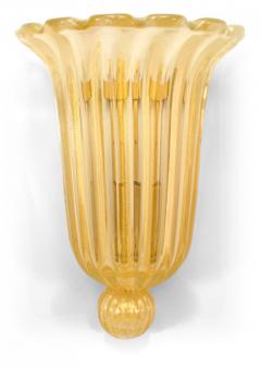  Murano Italian Murano Gold Dusted Fluted Glass Wall Sconces - 4274670