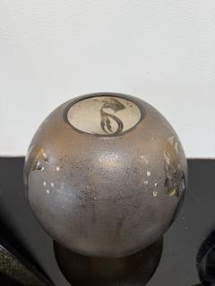  Murano Italian Smoky Murano Glass Vase with Etched Fish Motif 1970s - 4540902