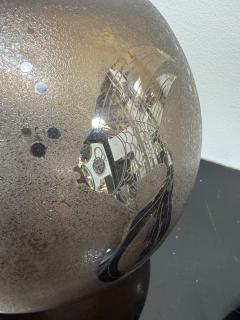  Murano Italian Smoky Murano Glass Vase with Etched Fish Motif 1970s - 4540903