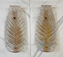  Murano Large Murano Banana Leaf Sconces A Pair 1950s - 3864189