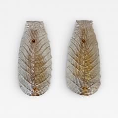  Murano Large Murano Banana Leaf Sconces A Pair 1950s - 3867067