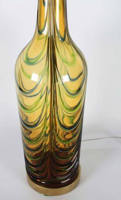  Murano Luxury Glass MGL Mid Century Loden Green Murano Glass Lamps - 1249639