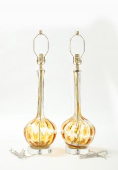  Murano Luxury Glass MGL Pair Clear Honey Amber Murano Lamps - 2159496