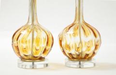  Murano Luxury Glass MGL Pair Clear Honey Amber Murano Lamps - 2159497