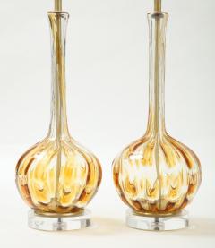  Murano Luxury Glass MGL Pair Clear Honey Amber Murano Lamps - 2159501