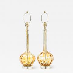  Murano Luxury Glass MGL Pair Clear Honey Amber Murano Lamps - 2162448