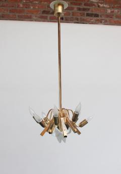  Murano Mid Century Italian Murano Glass and Brass Lily Leaf Chandelier by Franco Luce - 2572644