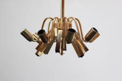  Murano Mid Century Italian Murano Glass and Brass Lily Leaf Chandelier by Franco Luce - 2572645