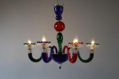  Murano Mid Century Style Murano Polychrome Glass Chandelier 1990s - 4510354