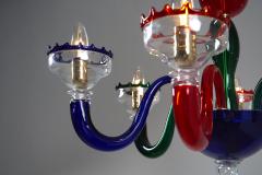  Murano Mid Century Style Murano Polychrome Glass Chandelier 1990s - 4510355