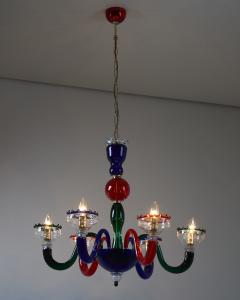  Murano Mid Century Style Murano Polychrome Glass Chandelier 1990s - 4510356