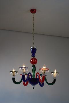  Murano Mid Century Style Murano Polychrome Glass Chandelier 1990s - 4510357