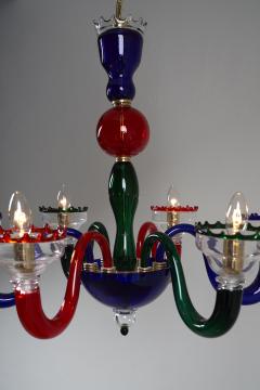  Murano Mid Century Style Murano Polychrome Glass Chandelier 1990s - 4510358